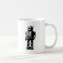 Black and White Vintage Robot Coffee Mug