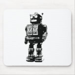 Black and White Vintage Robot Mousepads
