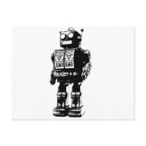 Black and White Vintage Robot Postcard