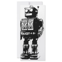 Black and White Vintage Robot Rack Card Template