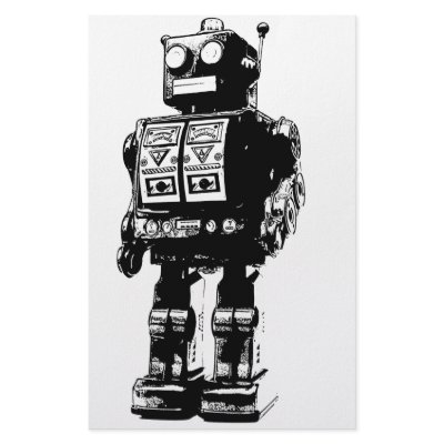Black and White Vintage Robot Stationery Paper by NixxysPicks