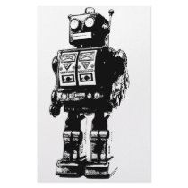 Black and White Vintage Robot Stationery Paper