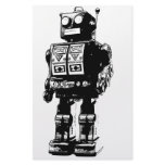 Black and White Vintage Robot Stationery Paper