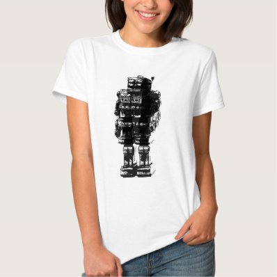 Black and White Vintage Robot T Shirt