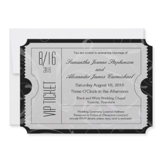 Black and White VIP Wedding Ticket Invitations invitation