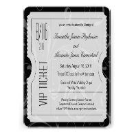 Black and White VIP Wedding Ticket Invitations