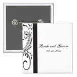 Black and White Wedding Button