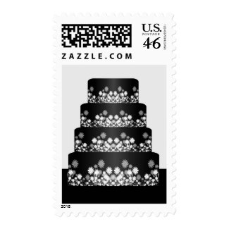 Black and White Wedding Cake Postage Stamp stamp