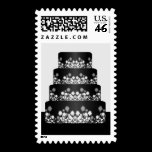 Black and White Wedding Cake Postage Stamp