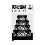 Black and White Wedding Cake Postage Stamp stamps