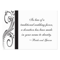 Black and White Wedding Charity Favor Card Business Cards