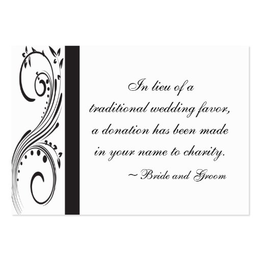 Black and White Wedding Charity Favor Card Business Cards (front side)