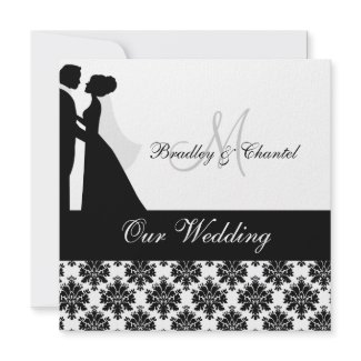 Black and White Wedding Couple Wedding Invitation invitation