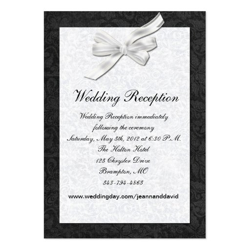 Black and White Wedding Enclosure Card Business Cards (front side)