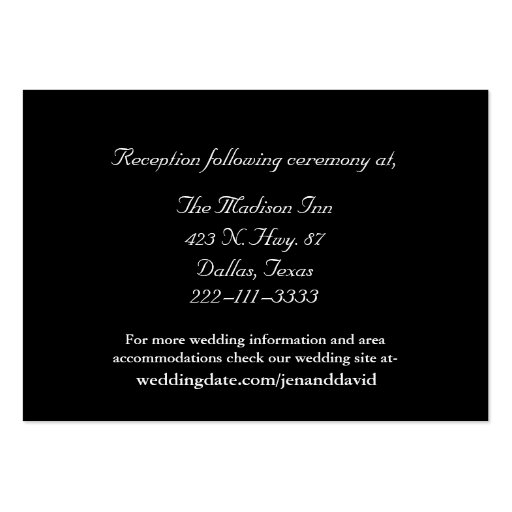 Black and White Wedding enclosure cards Business Card Template (front side)