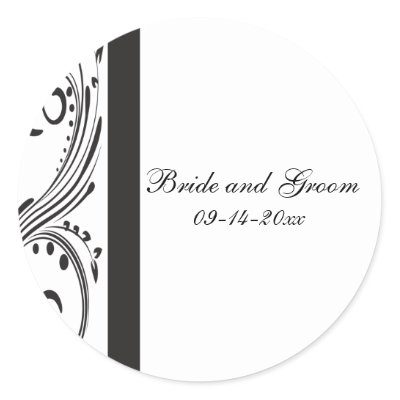 Black and White Wedding Envelope Seal Stickers by loraseverson