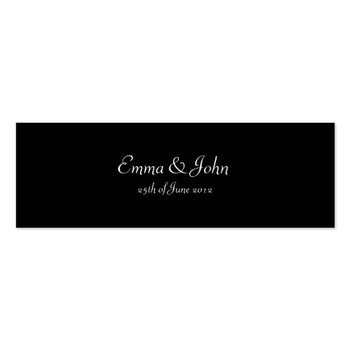 Black and white Wedding favor Gift tag Business Cards (back side)