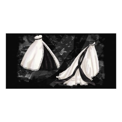Black and White Wedding Gown Photo Card Template by thedustyphoenix