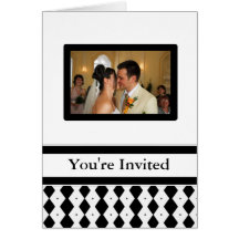 Black and White Wedding Invitation Greeting Card