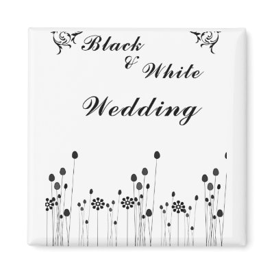 black and white wedding invitation refrigerator magnets by PinkEclipse