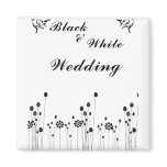 black and white wedding invitation refrigerator magnets