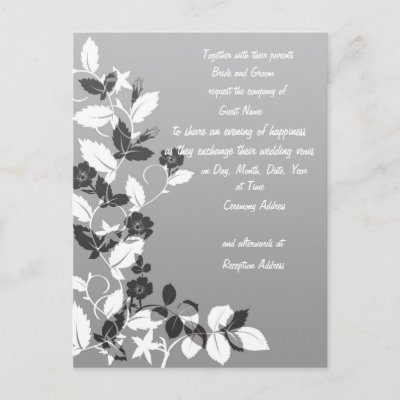 Black and White Wedding Invitation Post Card by allweddingproducts