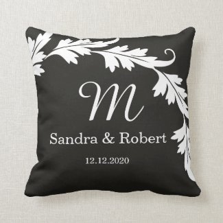 Black And White Wedding Keepsake Monogrammed Throw Pillow
