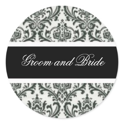 Black and White Wedding Labels Sticker