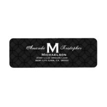 Black and White Wedding Monogram M T001 Labels