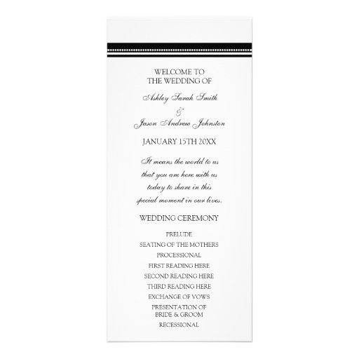 Black and White Wedding Program | Zazzle