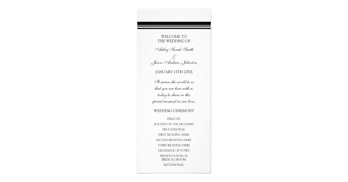 Black and White Wedding Program | Zazzle