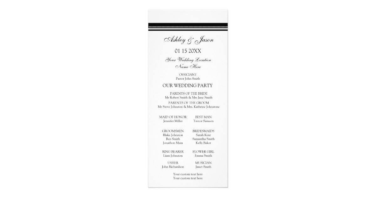 Black and White Wedding Program | Zazzle
