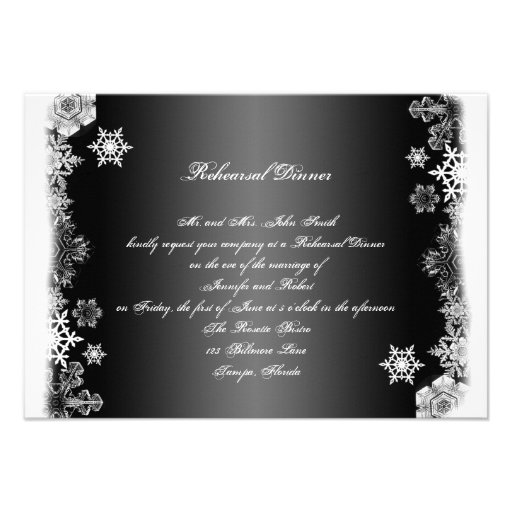 Black and White Wedding Rehearsal Dinner Personalized Invitation