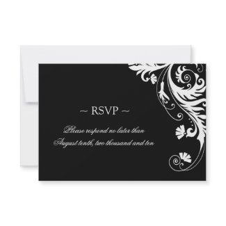 Black and White Wedding Reply Cards invitation