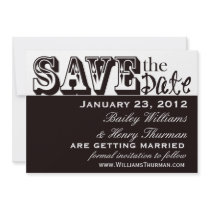 Black and White Wedding Save the Date Announcements