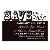 Black and White Wedding Save the Date Custom Announcements