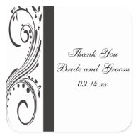 Black and White Wedding Thank You Favor Tags Sticker