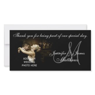 Black and White Wedding Thank You Monogram Card photocard