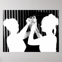 Black and white wedding veil by bride &bridesmaid poster