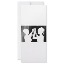 Black and white wedding veil by bride &bridesmaid rack cards