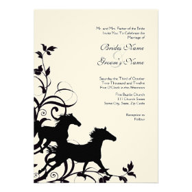 Black and White Wild Horses Wedding Invitation