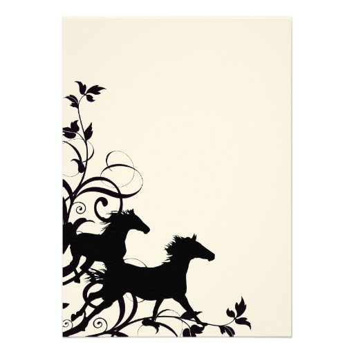 Black and White Wild Horses Wedding Invitation