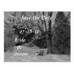 Black and White Winter Bench Wedding Postcards