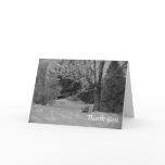 Black and White Winter Park Bench Thank You Card