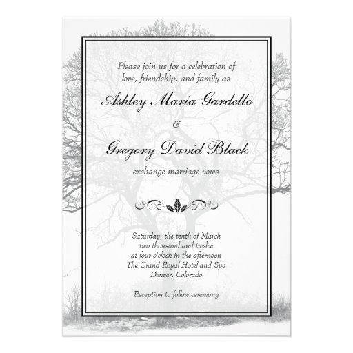 Black and White Winter Tree Wedding Invitation