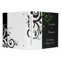 Black and White with Green Swirl Accent 3 Ring Binders