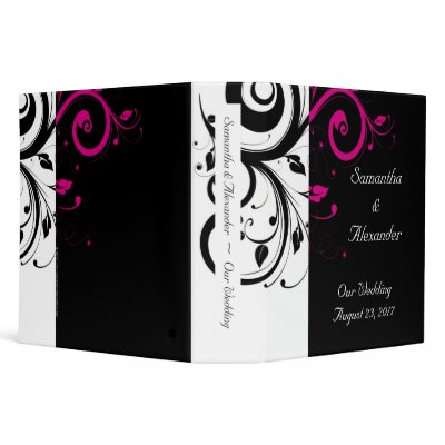 Black and White with Magenta Swirl Accent Vinyl Binder by CustomInvites