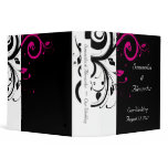 Black and White with Magenta Swirl Accent binders
