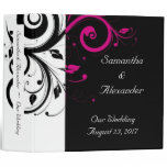 Black and White with Magenta Swirl Accent binders