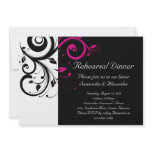 Black and White with Magenta Swirl Accent Invites